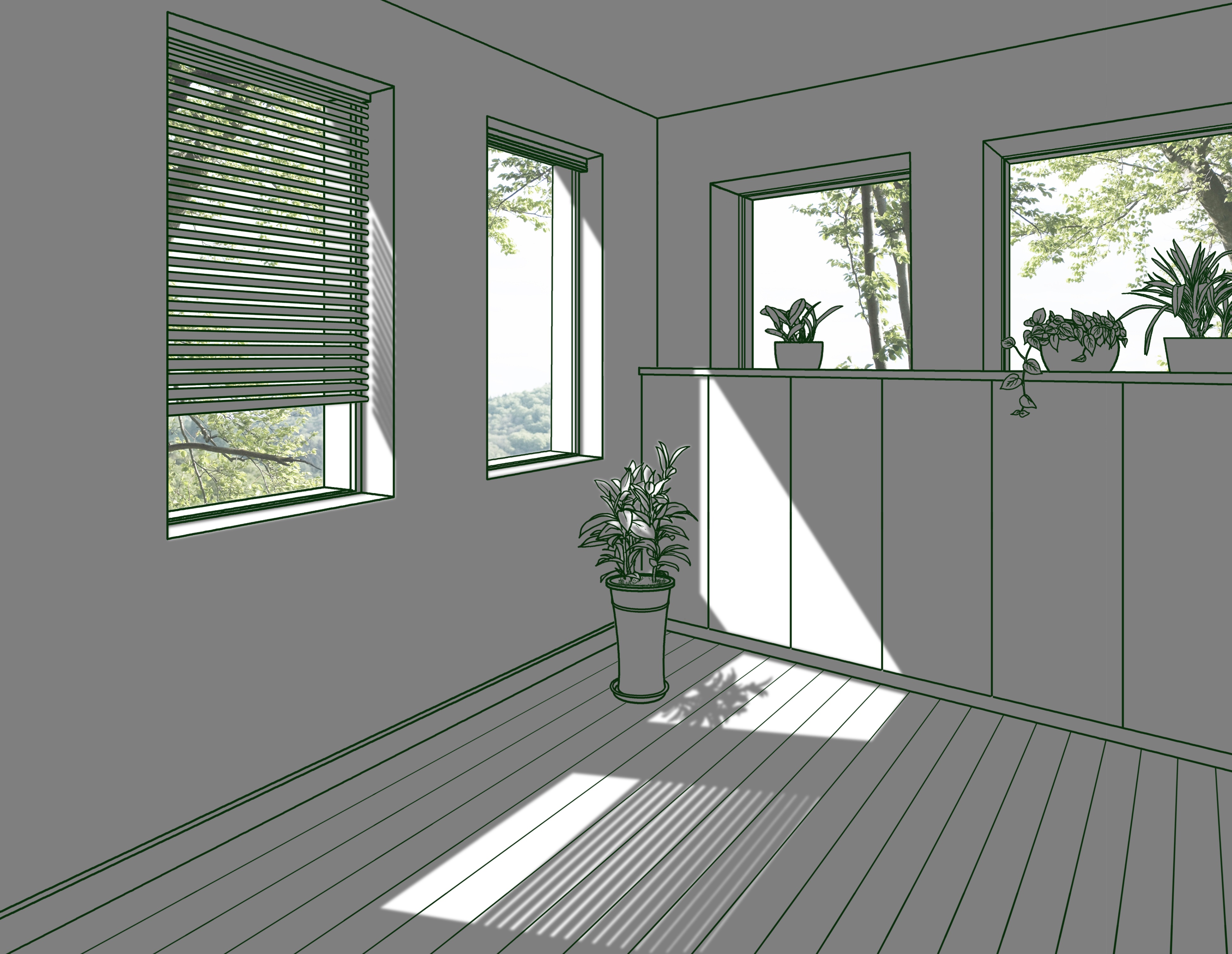 Space with sunlight